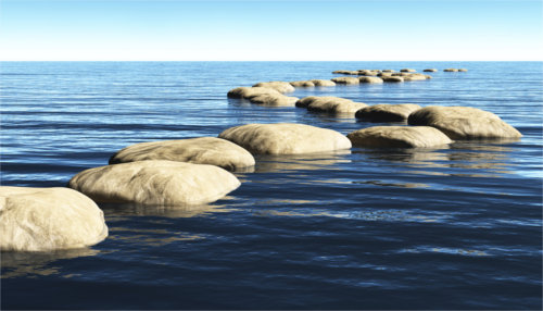Steine im Wasser: Symbolbild für Ressourcen-Coaching